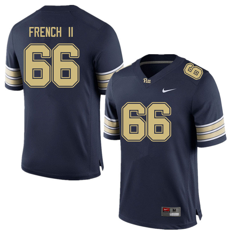 Men #66 George French II Pitt Panthers College Football Jerseys Sale-Navy